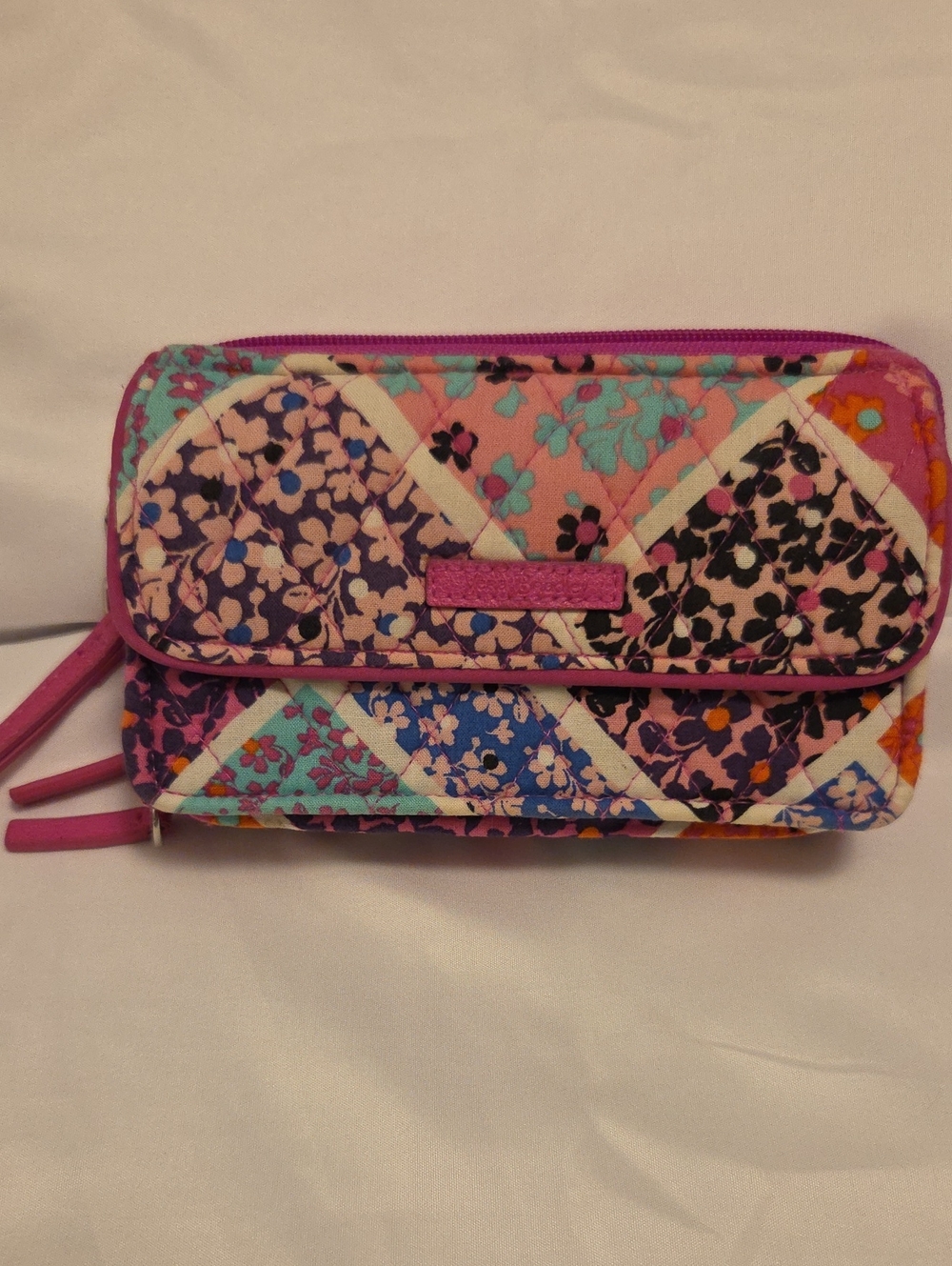 Quilted Floral Fold-Over Wristlet - Pink & Multicolor Vera Bradley